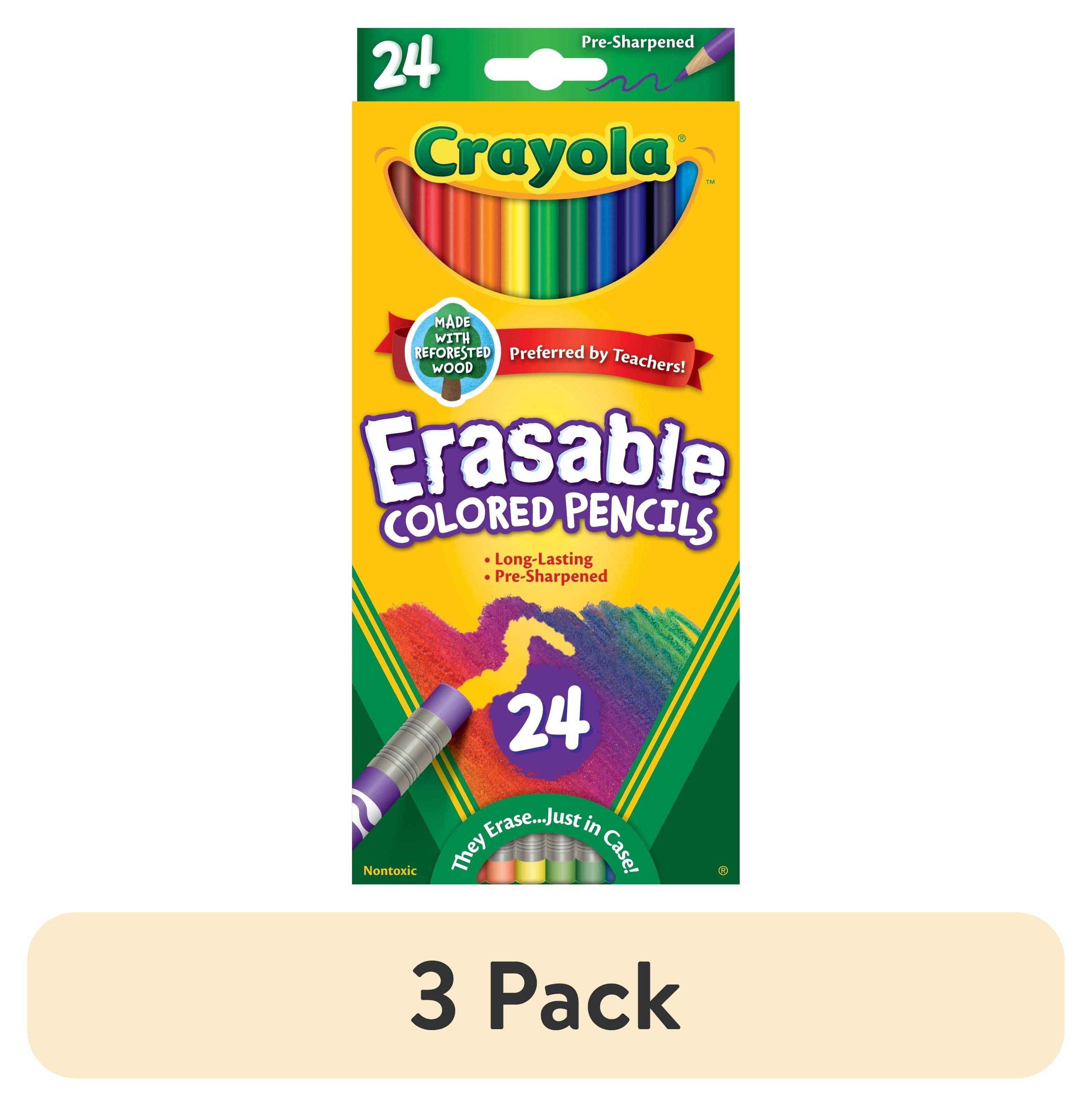(3 pack) Crayola Erasable Colored Pencils, 24 Ct, School Supplies for Kids and Teachers, Classroom Supplies, Gift