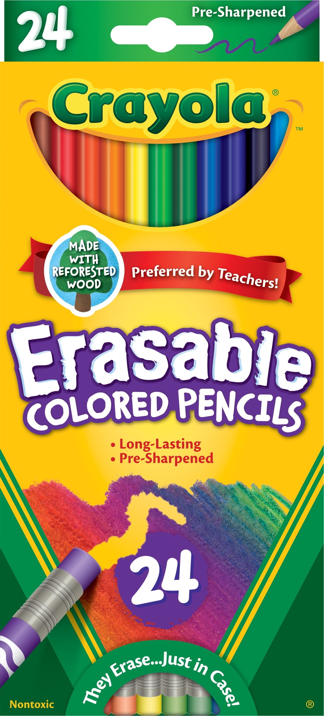 (3 pack) Crayola Erasable Colored Pencils, 24 Ct, School Supplies for Kids and Teachers, Classroom Supplies, Gift