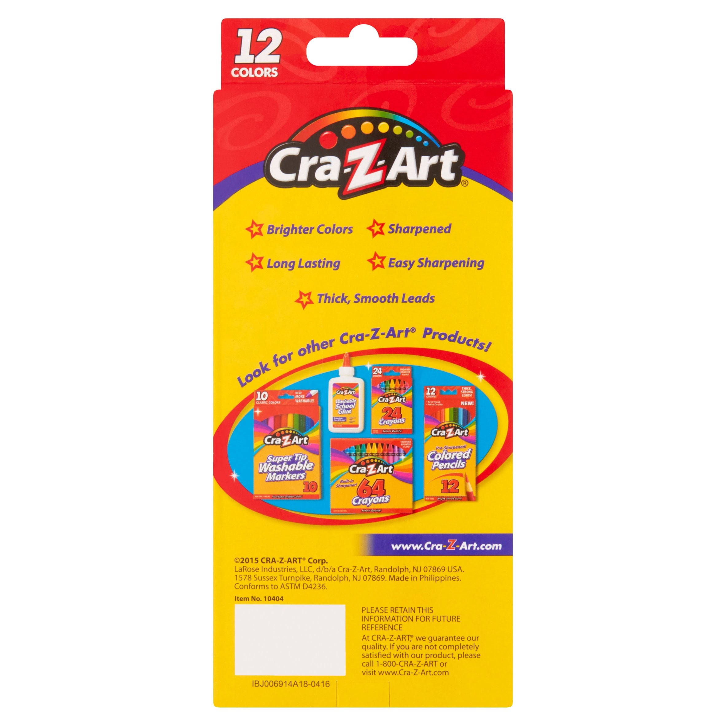 (4 pack) Cra-Z-Art Colored Pencils, 12 Assorted Colors, School Supplies, Classroom Supplies